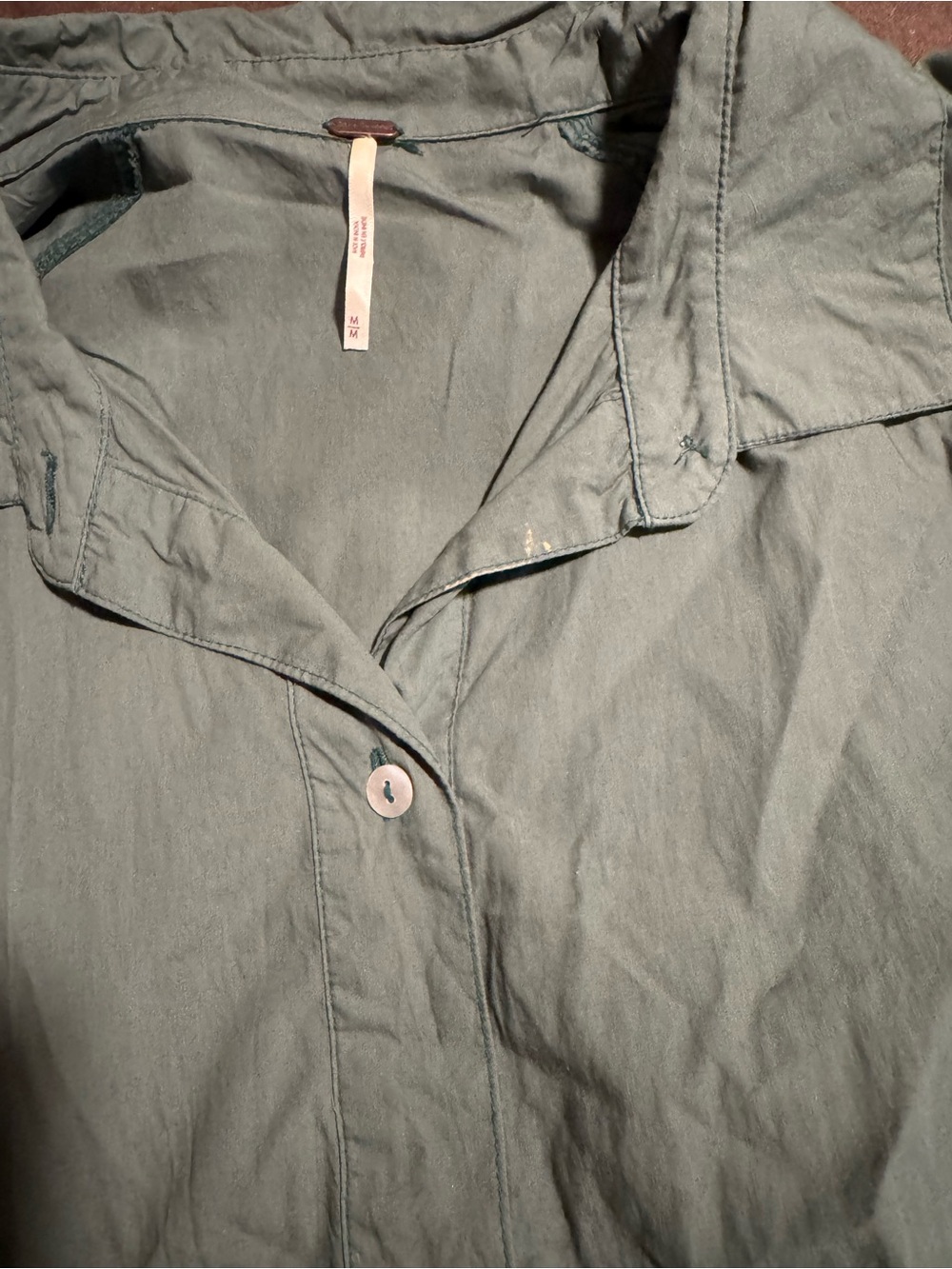 Free People Sage Green Button-Front Midi Shirt Dress - Picture 6 of 6